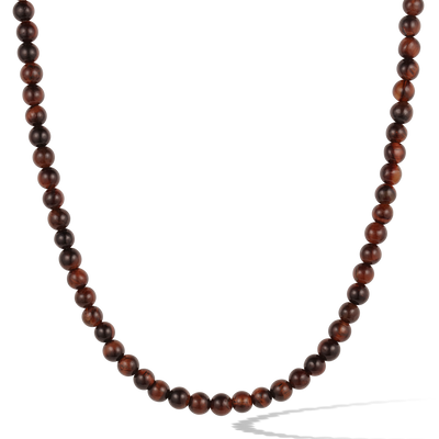 Red Tiger Eye Necklace, Vermeil Sterling Silver (4mm)