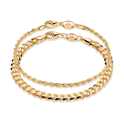 Gold Curb + Rope Bracelet - 5mm
