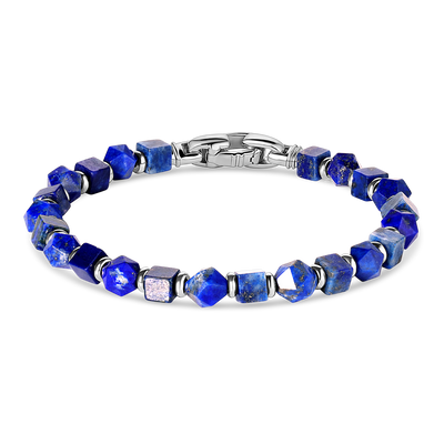 Square Blue Lapis, Sterling Silver (4mm)