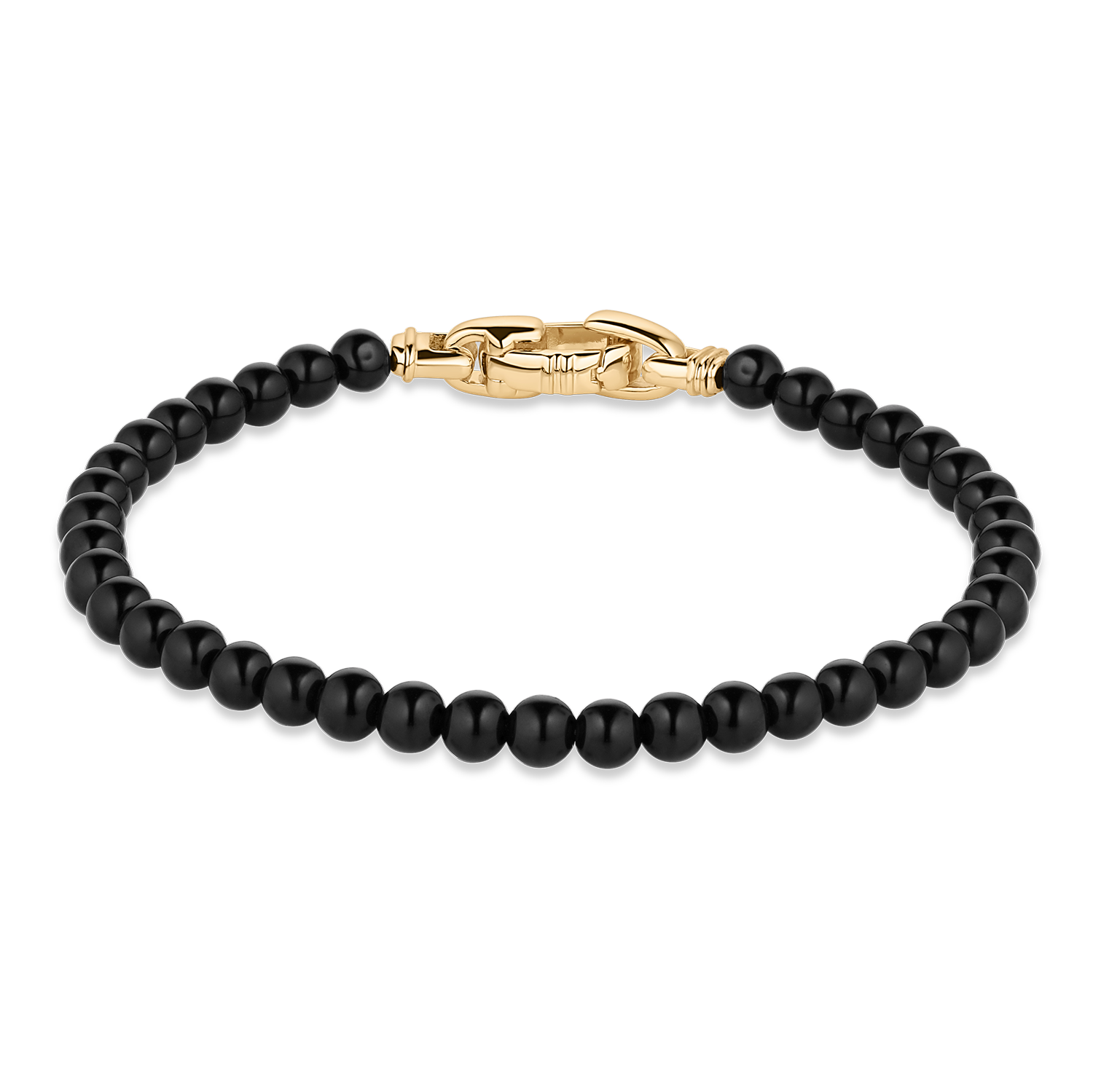 Black Onyx Bracelet (Beaded Bracelets) - Gold Bracelet for Men