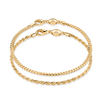 Gold Curb + Rope Bracelet