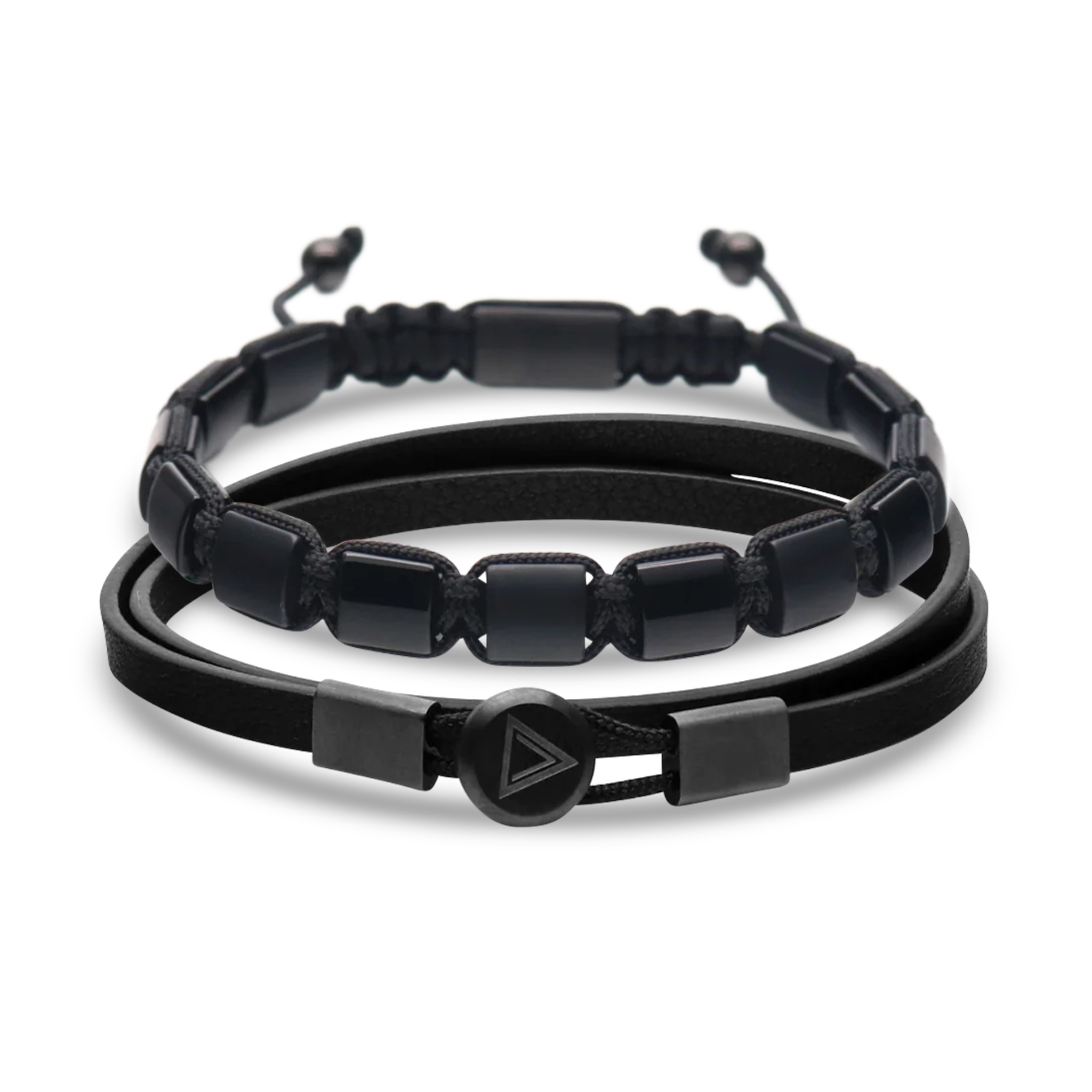 Nipsey Double Wrap Gunmetal Stack Bracelet Set – MANSSION