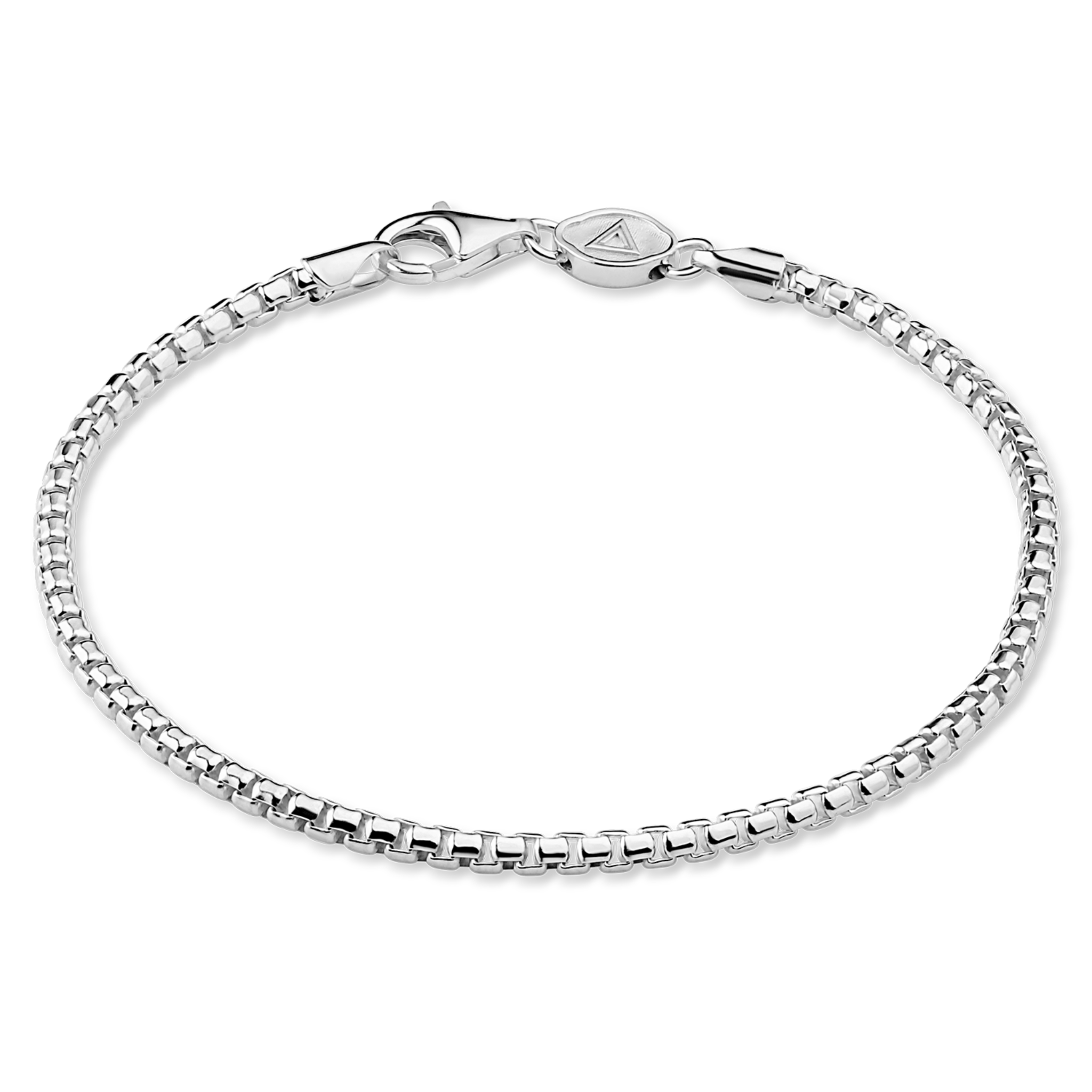 14k Solid WHite Gold Box Chain Bracelet 2mm | MANSSION