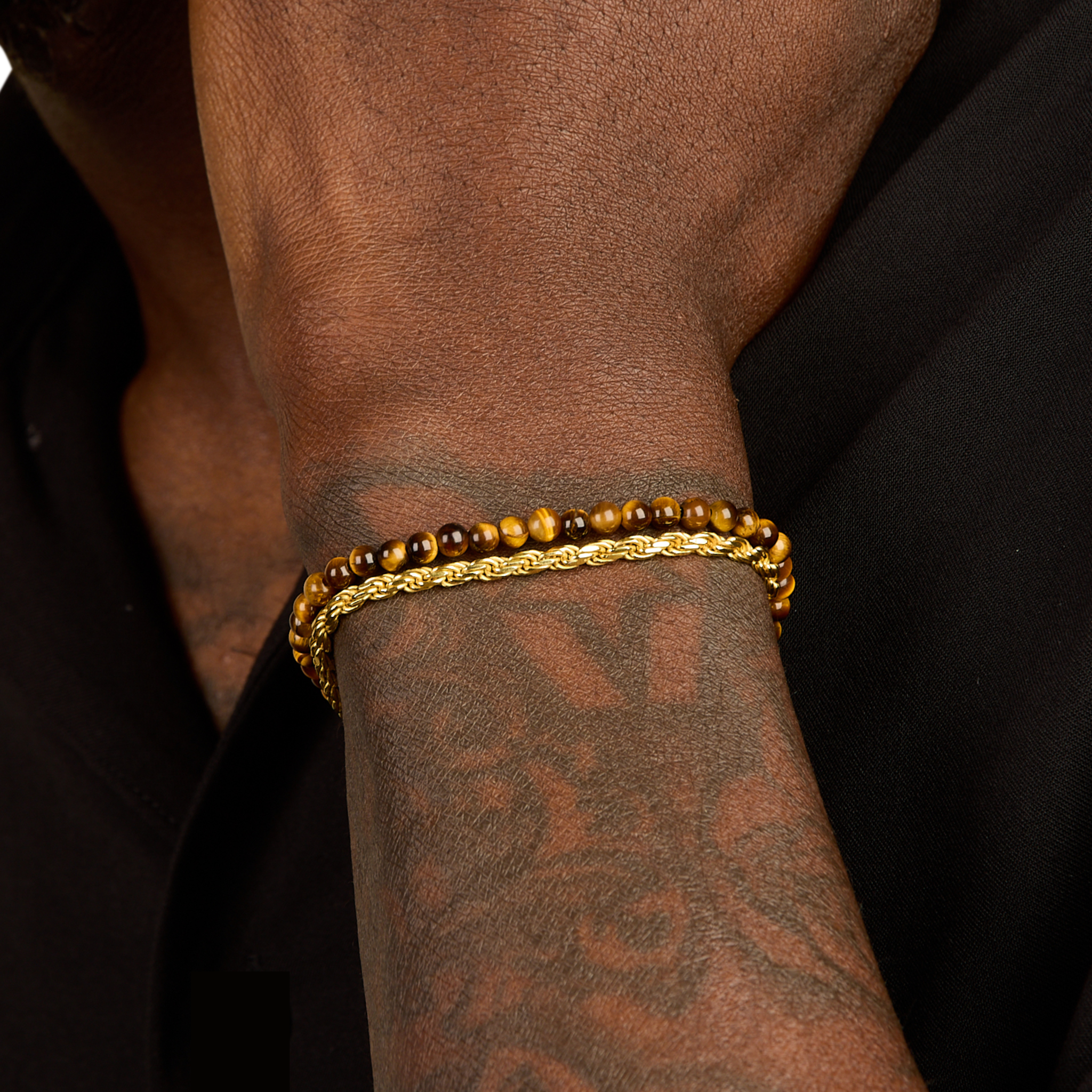 Tiger Eye Rope Stack Gold Vermeil – MANSSION