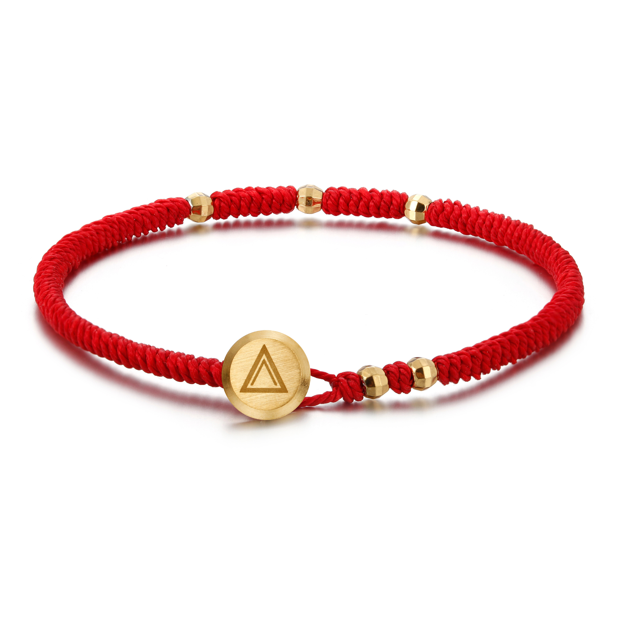 Red String Protection Bracelet Yellow Gold / Mens