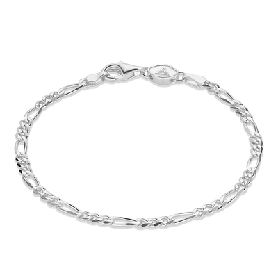 Figaro Bracelet (3mm), Sterling Silver
