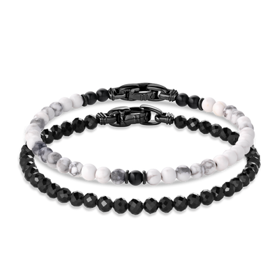 Stormtrooper + Faceted Black Stack, Rhodium/Sterling Silver