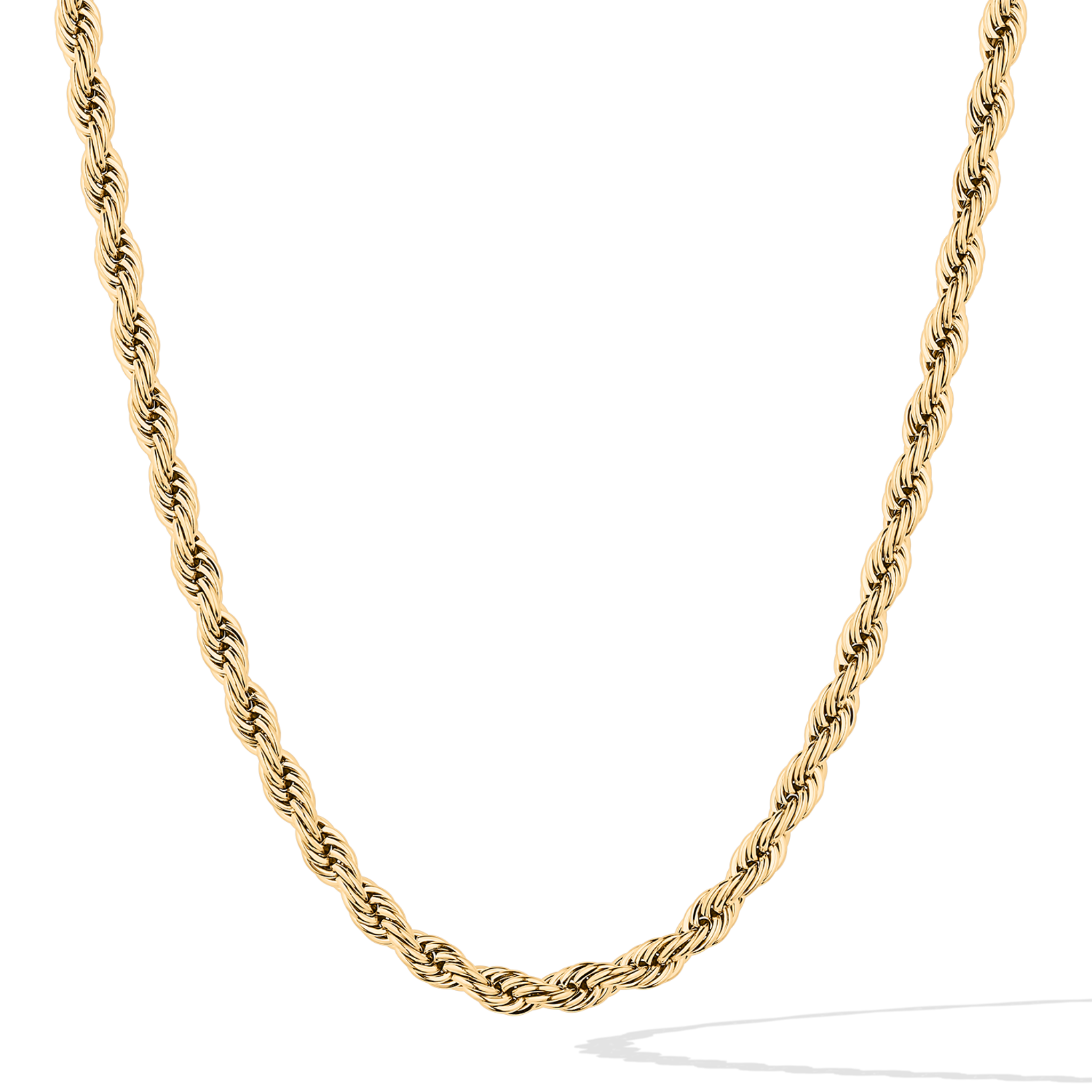 24MEN Stainless Steel 3.5mm Smooth Rope Chain Necklace With Cross Pendant – Silver, Unisex