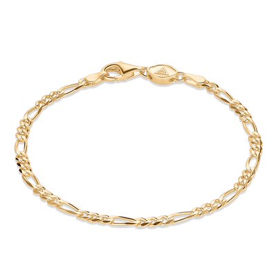 Figaro Bracelet (3mm), Gold Vermeil