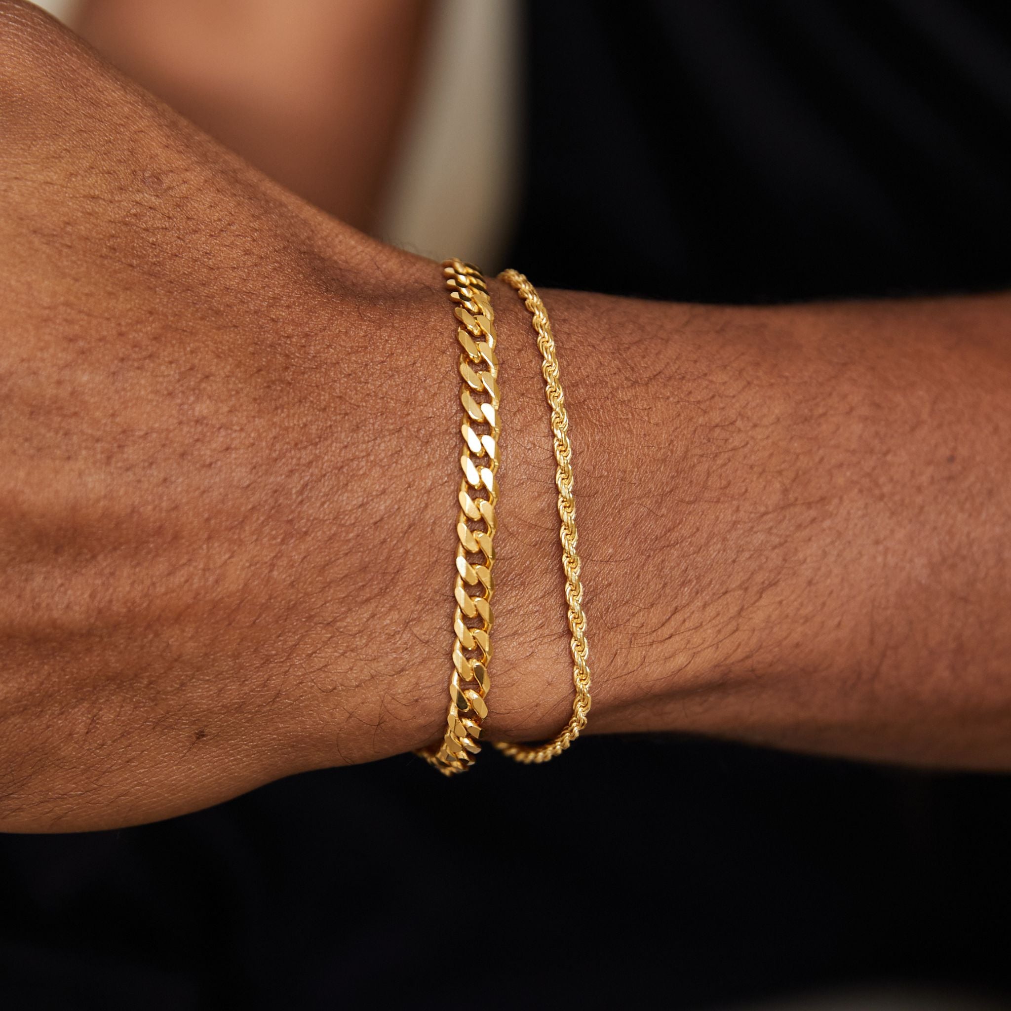 Gold Cuban + Rope Bracelet Stack - 5mm | Styled Stacks | MANSSION