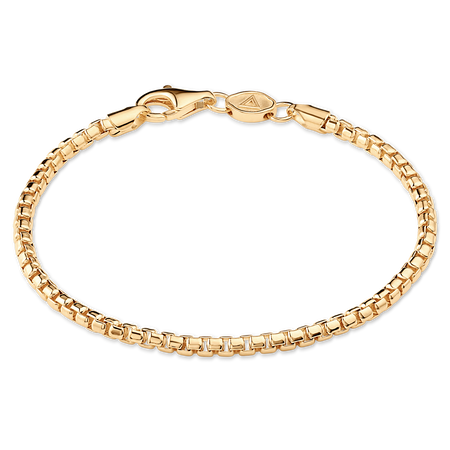 Round Box Chain Bracelet Gold Plated - 4 mm