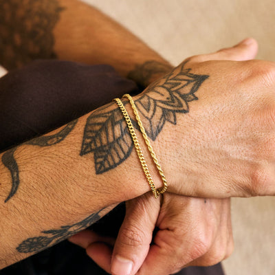 Gold Curb + Rope Bracelet