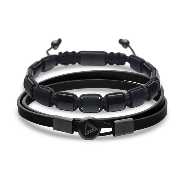 Nipsey Double Wrap Gunmetal Stack Bracelet Set – MANSSION