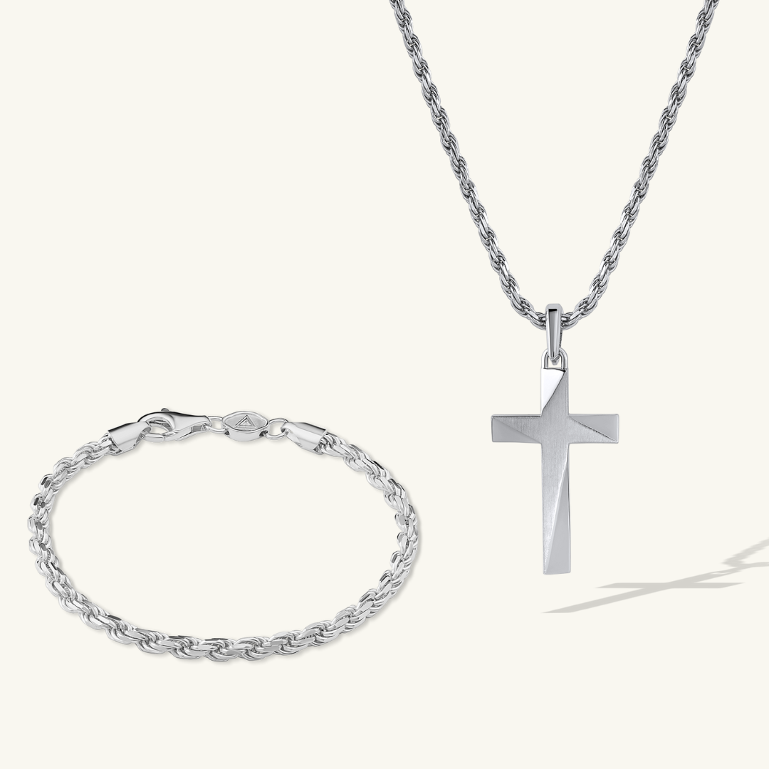 Cross Necklace + Rope Bracelet