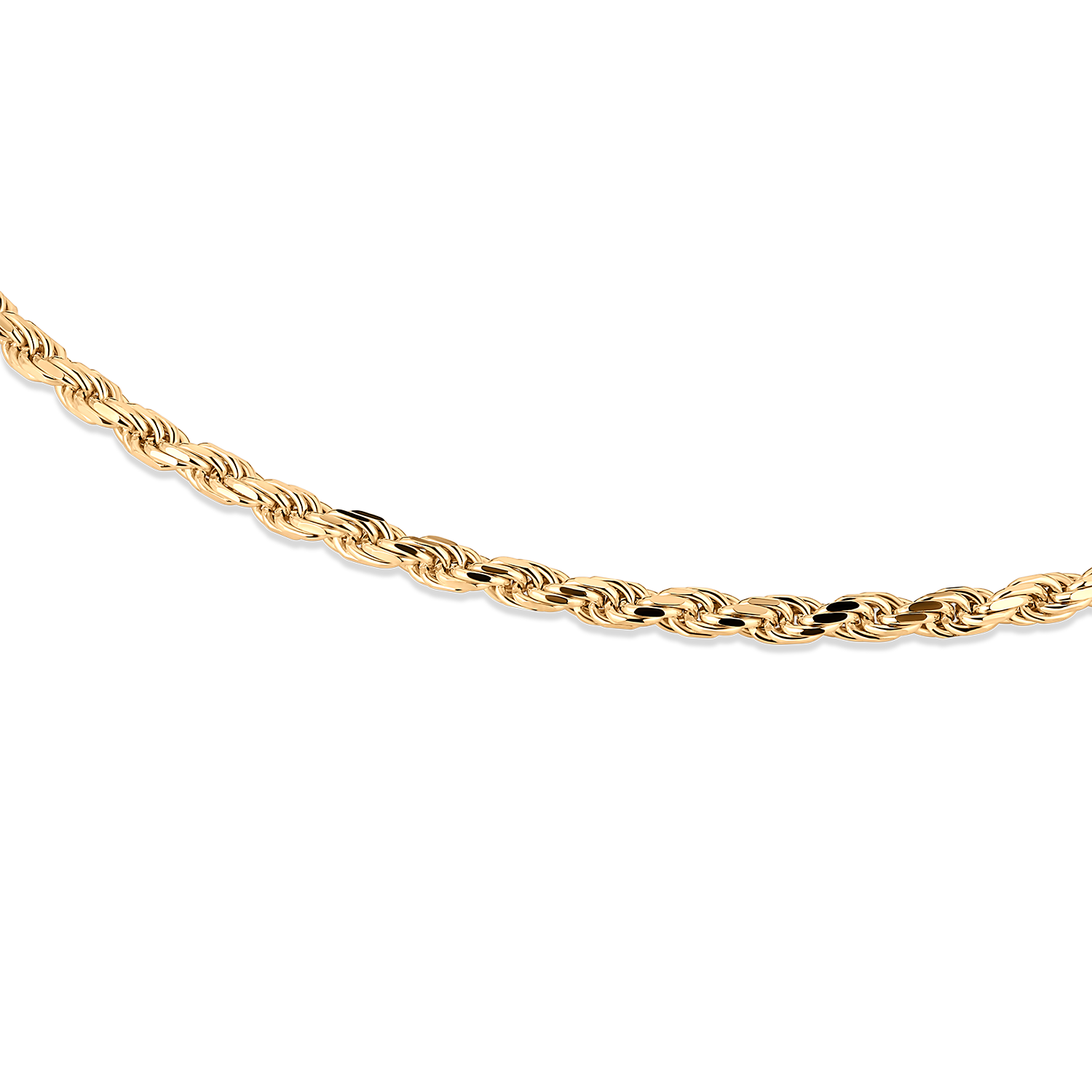 thumbnail image 2 of 18K Solid Gold Rope Chain Necklace For Men & Women - 2mm Diamond-Cut, Lobster Clasp, Made In Italy (Lengths 16-30 Inch) 2 of 6
